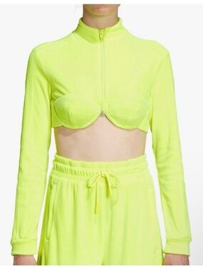 Adidas Jeremy Scott neon Cropped Zip Bra Jacket and Matching Skirt Set